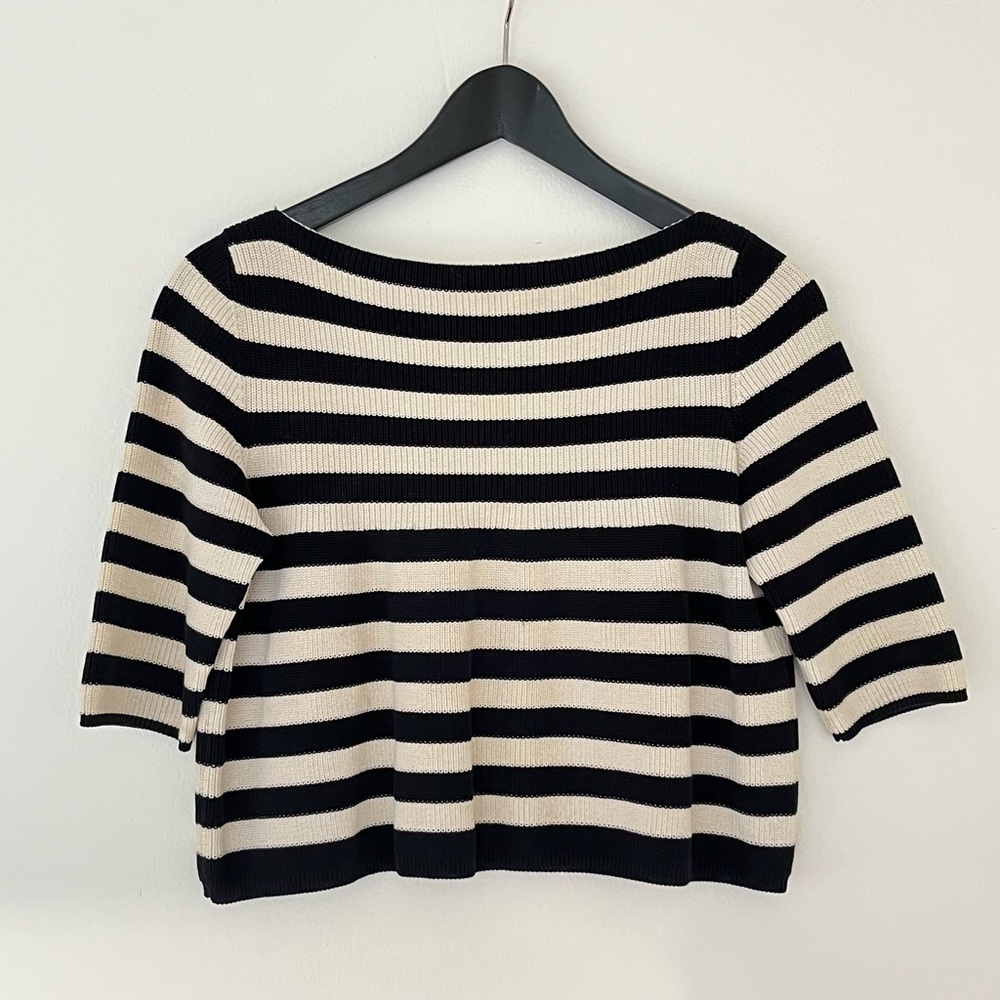 Prada Black and Cream Striped Sweater